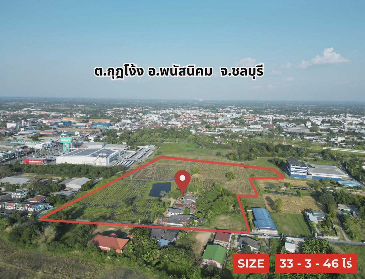 For SaleLandPattaya, Bangsaen, Chonburi : Land with Buildings for Sale: Prime 33-Rai Plot in Chonburi