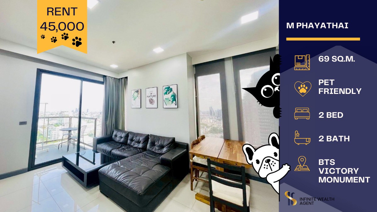For RentCondoRatchathewi,Phayathai : Designed for comfortable everyday living ✨ with generous space and a layout that truly works for you and your pets.🐶🐱