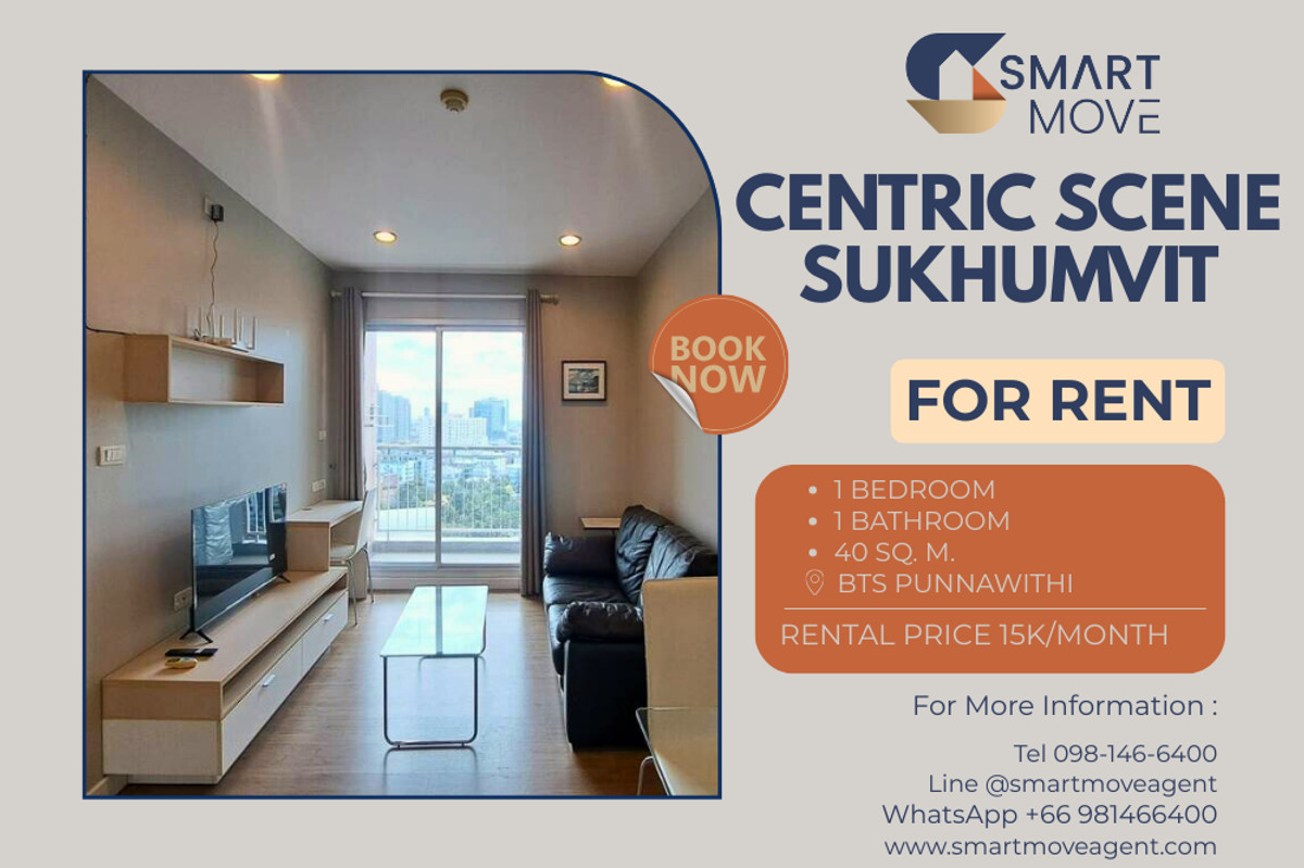 For RentCondoOnnut, Udomsuk : 🔥 For Rent !! pool view / city view, high floor 14++, Good location!! 🔥 Code C20230103859..........Centric Scene Sukhumvit, 1 bedroom, 1 bathroom, furnished, ready to move in📣📣