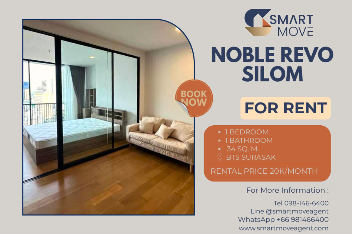 For RentCondoSathorn, Narathiwat : 🔥 For Rent !! high floor 18++, Good location!! 🔥 Code C20251200049..........Noble Revo Silom, 1 bedroom, 1 bathroom, furnished, ready to move in📣📣