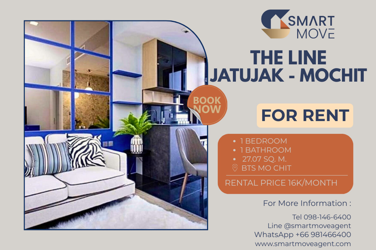 ให้เช่าคอนโดสะพานควาย จตุจักร : 🔥 สำหรับเช่า !! ชั้นสูง 17++, ทำเลดี !! 🔥 Code C20240300940..........The Line Jatujak - Mochit, 1 ห้องนอน, 1 ห้องน้ำ, แต่งครบ, พร้อมเข้าอยู่📣📣