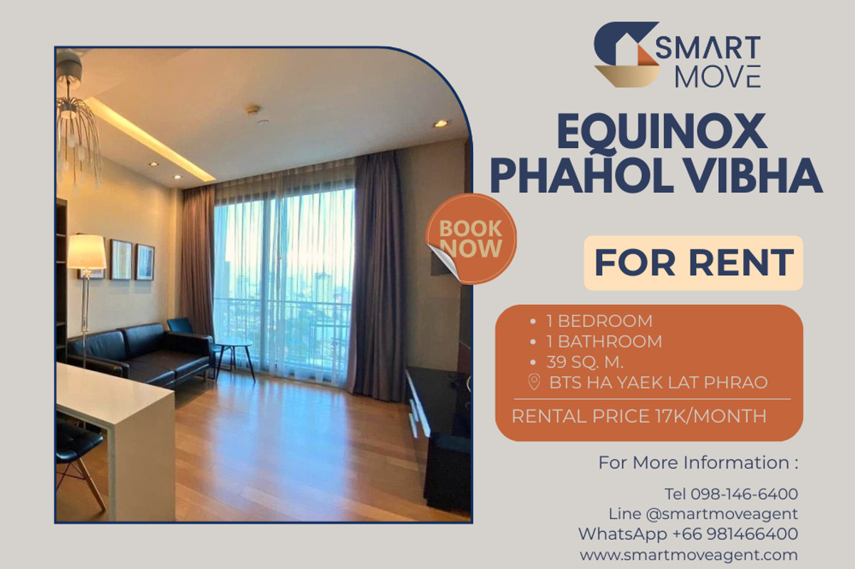 For RentCondoLadprao, Central Ladprao : 🔥 For Rent !! city view, high floor 19++, corner room!! 🔥 Code C20240301075..........Equinox Phahol Vibha, 1 bedroom, 1 bathroom, furnished, ready to move in📣📣
