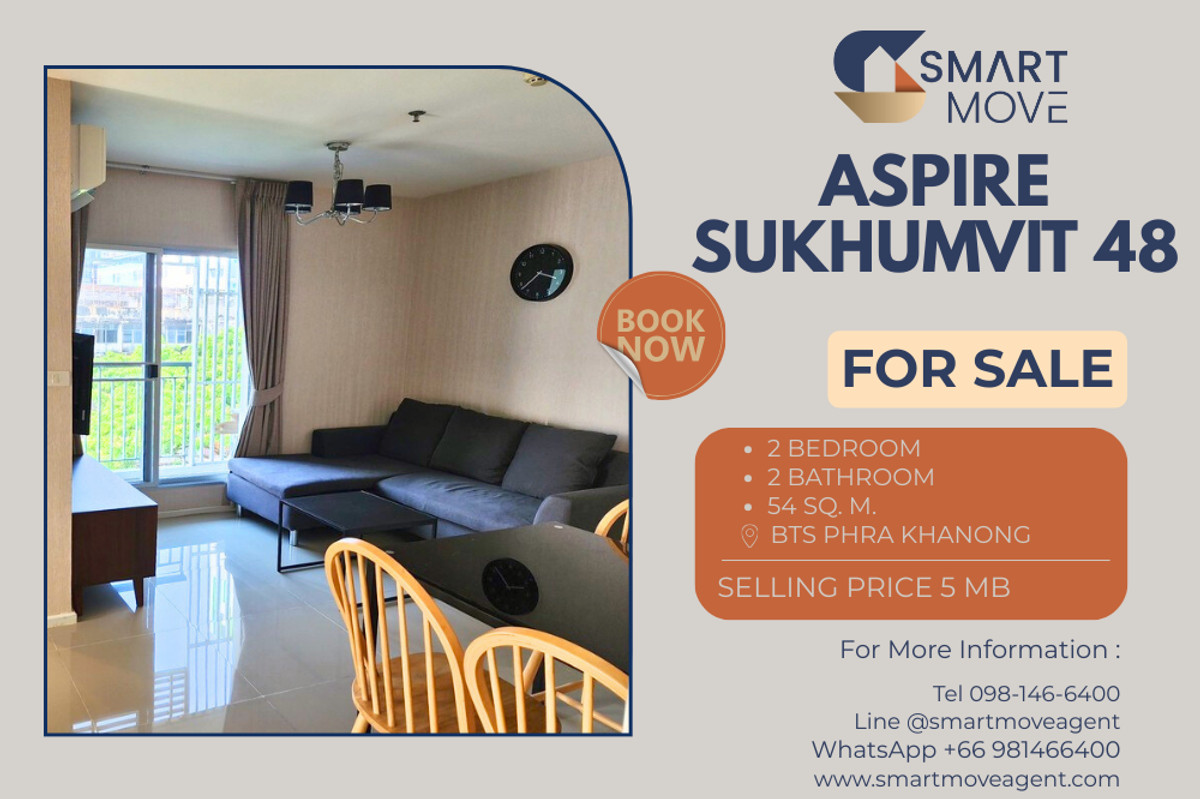 For RentCondoOnnut, Udomsuk : 🔥 Sale with tenant !! 🔥 Code C20251200044..........Aspire Sukhumvit 48, 2 bedroom, 2 bathroom, furnished, Special Deal!!📣📣