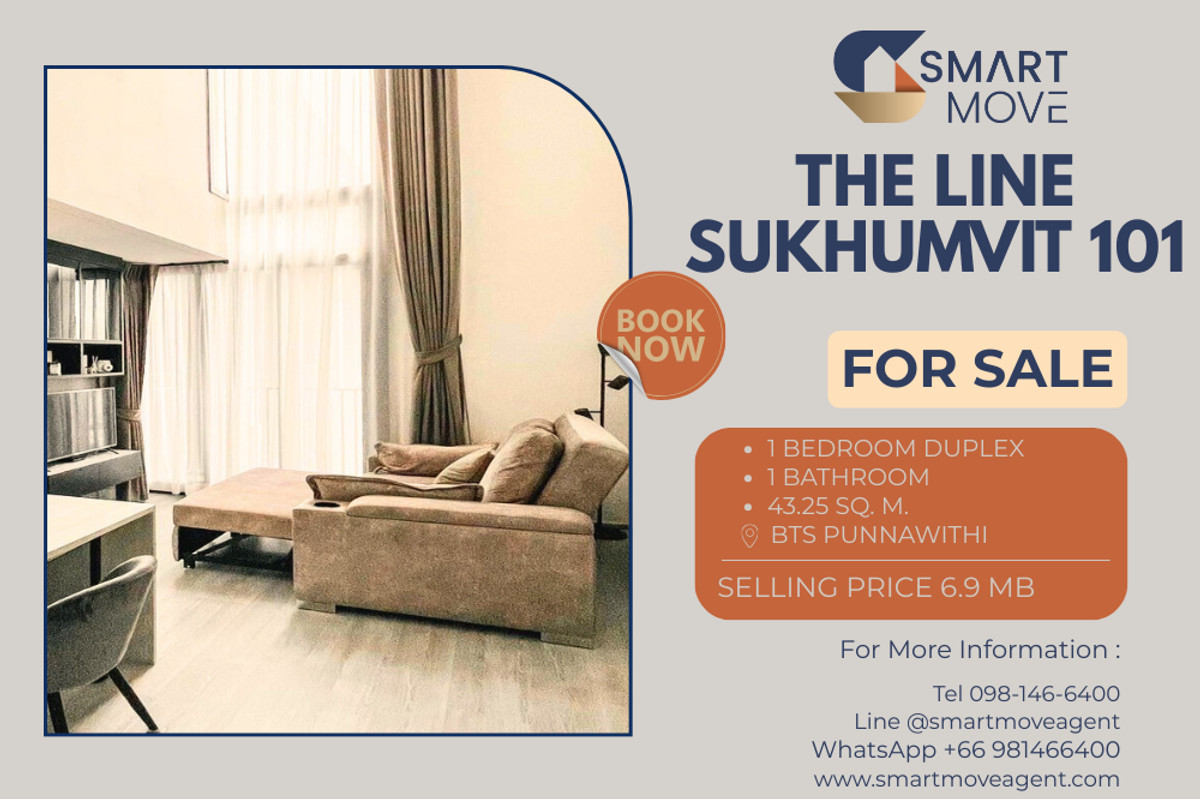 ขายคอนโดอ่อนนุช อุดมสุข : 🔥 ขายพร้อมผู้เช่า !! เพดานสูง, ชั้นสูง 36++, ทำเลดี, ส่วนกลางอลังการ!! 🔥 Code C20230900884..........The Line Sukhumvit 101, 1 ห้องนอน, 1 ห้องน้ำ Duplex, แต่งครบ, พร้อมเข้าอยุ่, ราคาพิเศษ!!📣📣