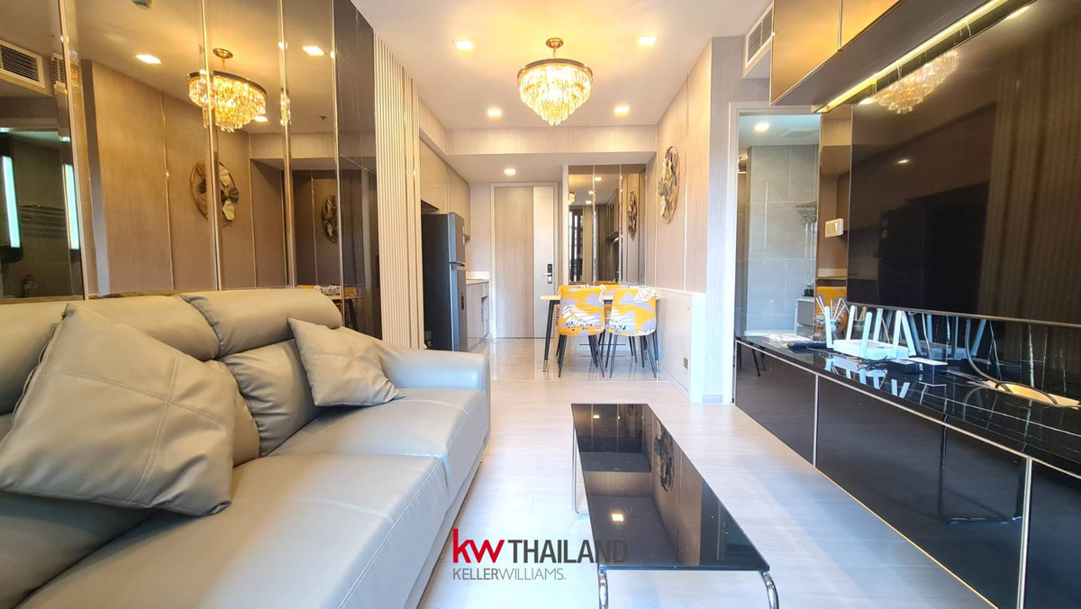 For RentCondoRama9, Petchburi, RCA : 🔥🔥For urgent rent, One9Five Condo, 2 bed, built-in is very beautiful✨ Near MRT Rama 9‼️