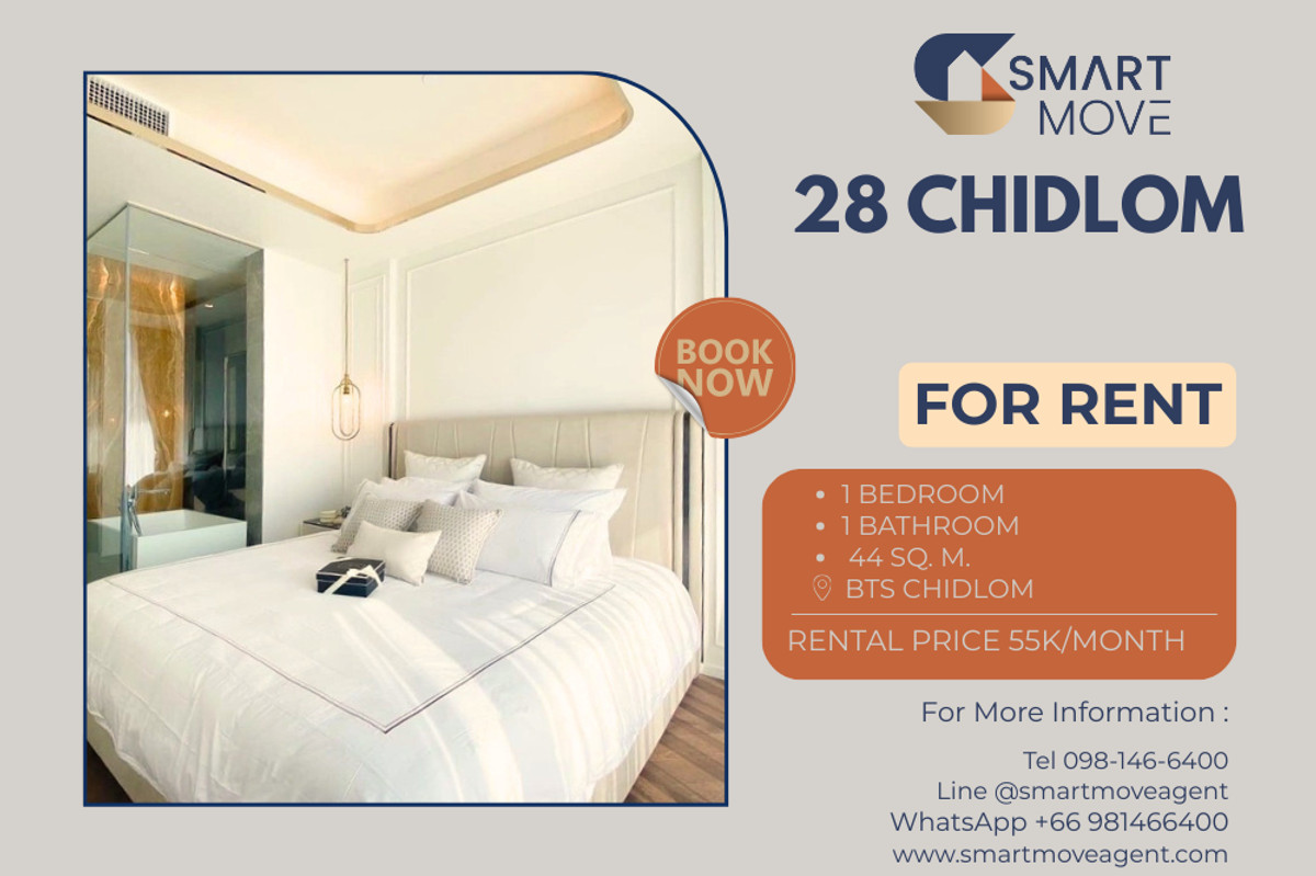 For RentCondoWitthayu, Chidlom, Langsuan, Ploenchit : 🔥 For Rent !! Garden view, high floor 24++, modern style !! 🔥 Code C20250100014..........28 Chidlom, 1 bedroom, 1 bathroom, furnished, ready to move in📣📣