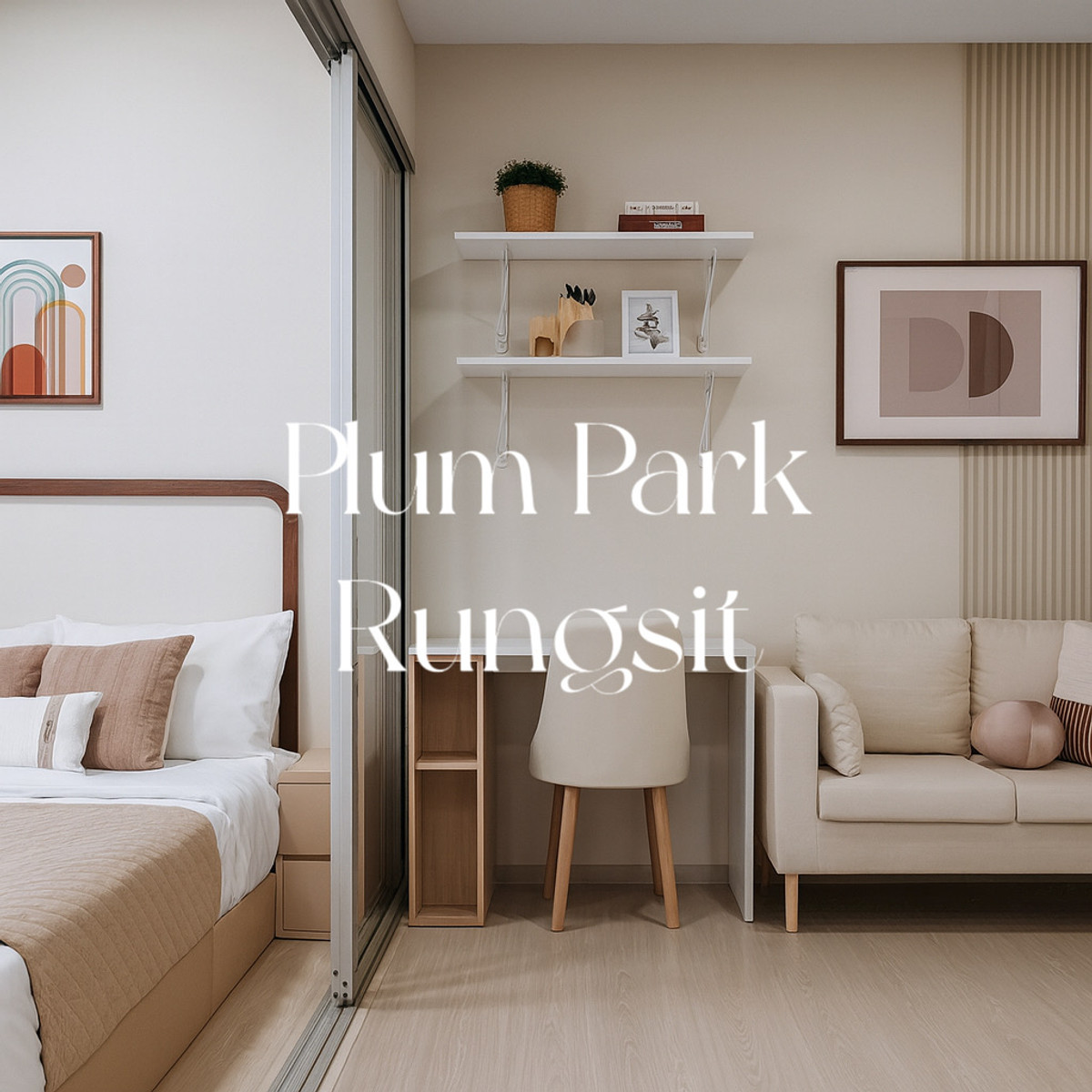 ให้เช่าคอนโดปทุมธานี รังสิต ธรรมศาสตร์ : พลัม พาร์ค รังสิต เฟส 1 ห้องมุม วิวนอก หัวนอนไม่ติดใคร 💕