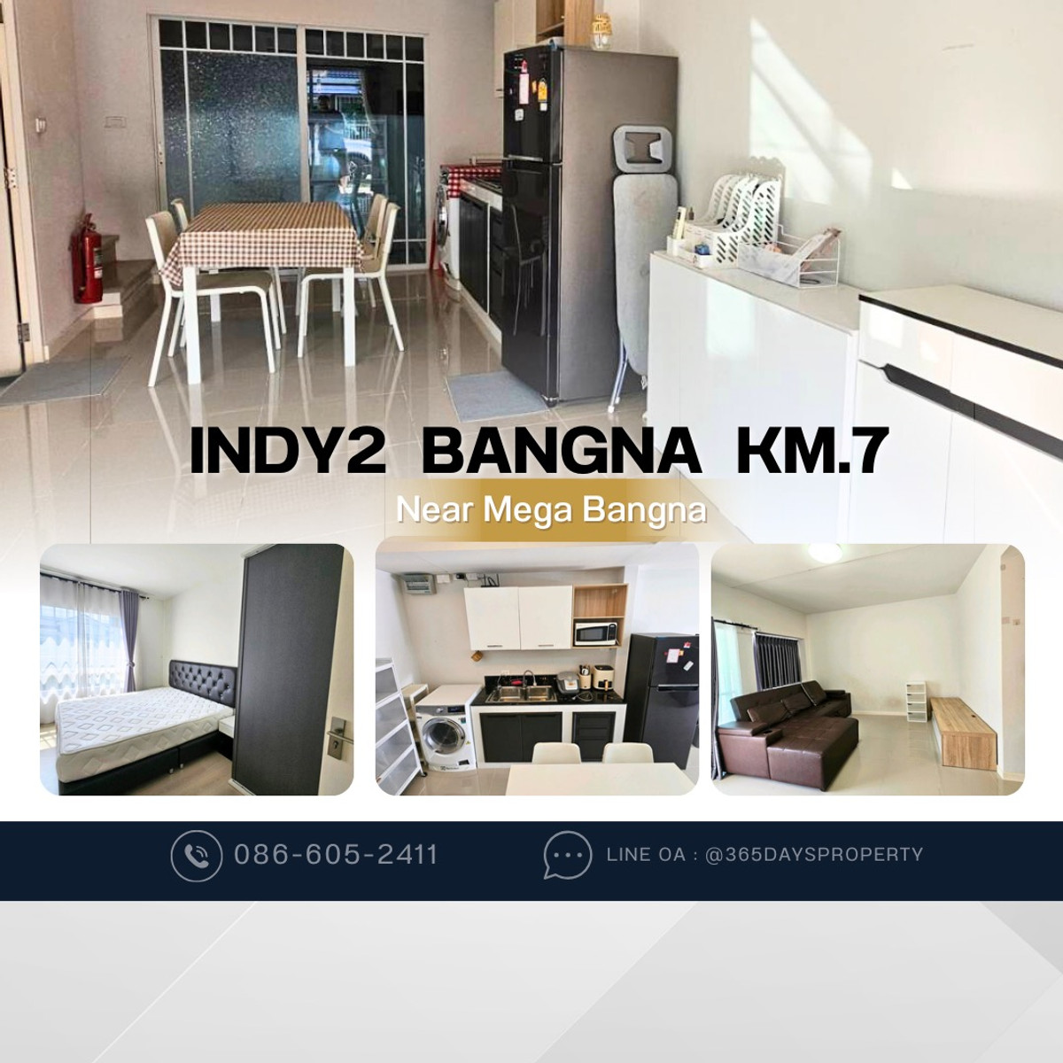 ให้เช่าทาวน์โฮมสมุทรปราการ สำโรง : 💥ForRent💥Indy2 Bangna KM.7 🏡 Near Mega Bangna 🐶 Pet Friendly* Ready to move in ‼️ Fully Furnished ✨