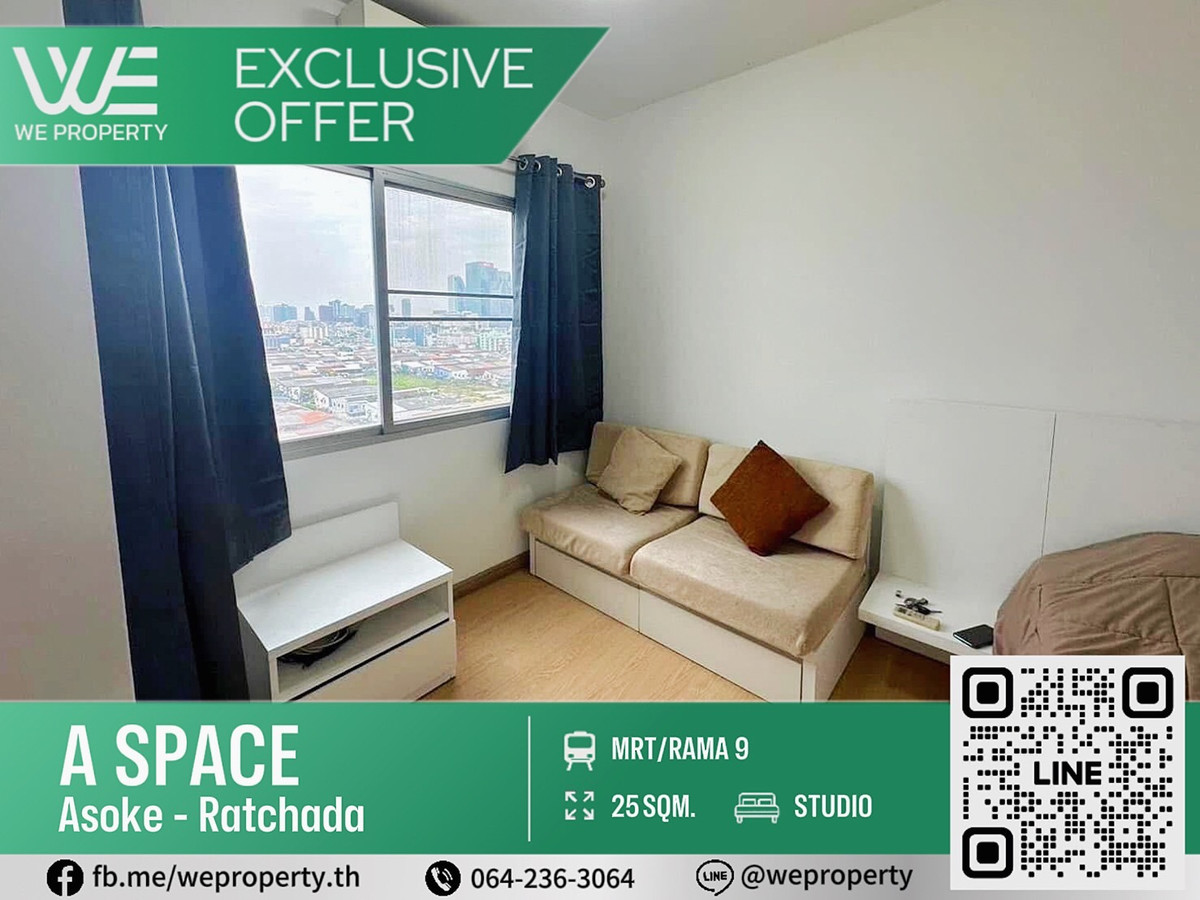 For SaleCondoRama9, Petchburi, RCA : Beautiful room, fully furnished. Very good price!!⭐A Space Asoke - Ratchada (A Space Asoke - Ratchada)