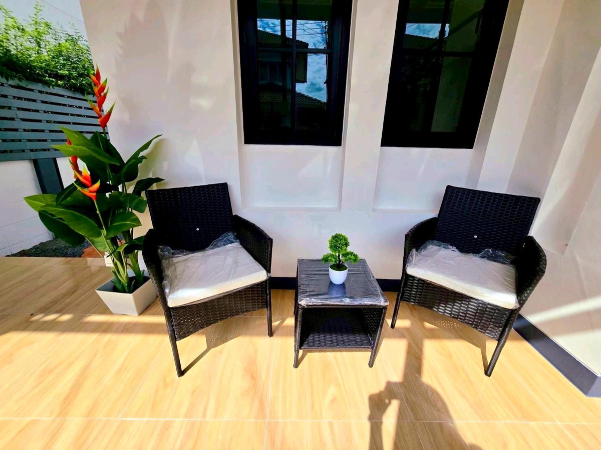 For SaleHouseNawamin, Ramindra : 2-storey semi-detached house for sale, Prompat Village, Greennova, Pink Line MRT. Fashion Island, The Promenade, Big C, Makro, Lotus, renovated and ready to move in.