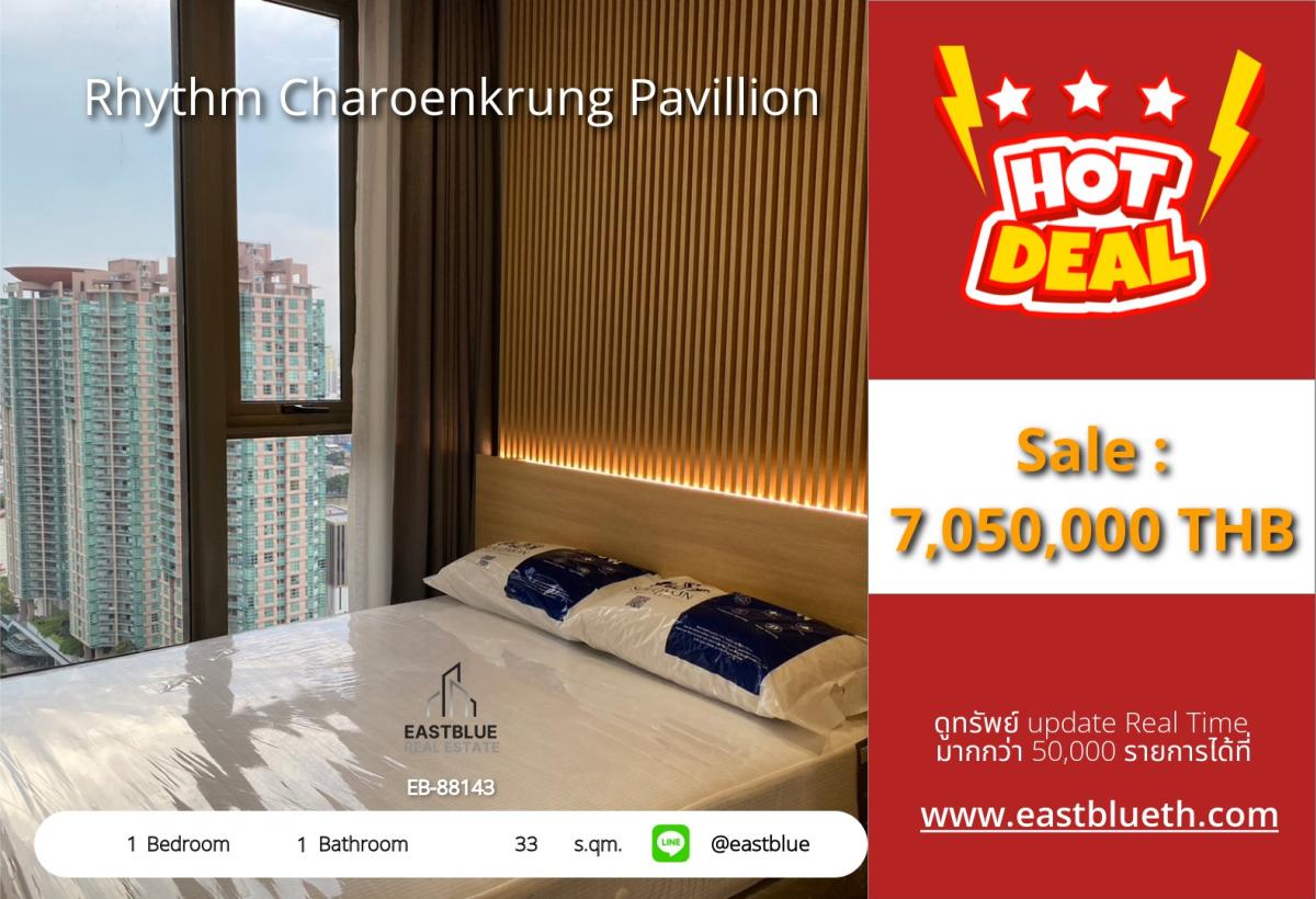 For SaleCondoSathorn, Narathiwat : Ready to move in! Rhythm Charoenkrung Pavilion 1 bedroom at a great price of 7.05 million.
River view in the heart of Charoen Nakorn, near Asiatique and BTS!