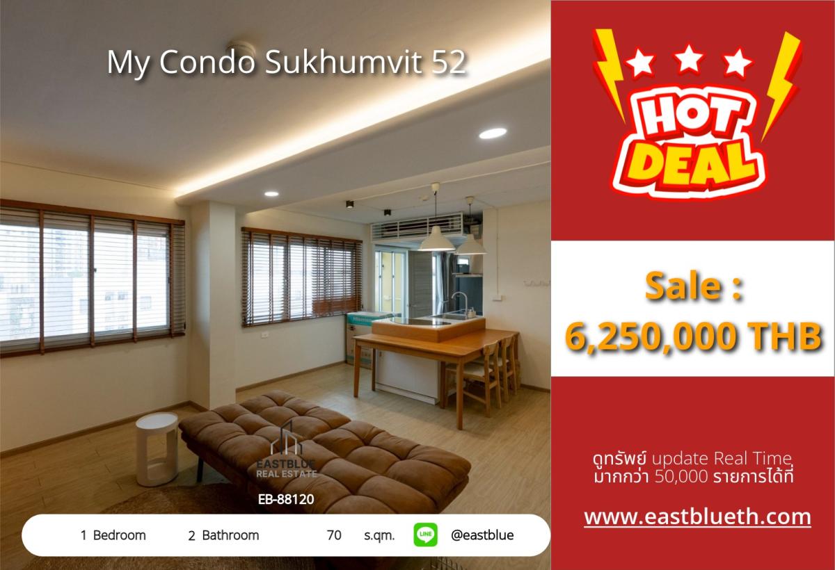 For SaleCondoOnnut, Udomsuk : My Condo Sukhumvit 52 70 sq.m. near BTS On Nut
Price only 6.25 million THB. Comes with a complete swimming pool and fitness!