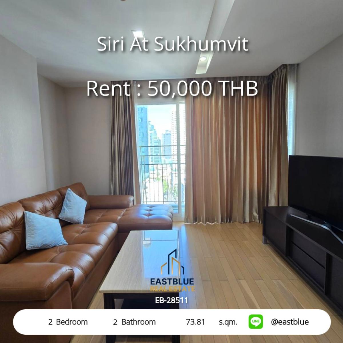 For RentCondoSukhumvit, Asoke, Thonglor : 2-bedroom condo in the heart of Thonglor with a beautiful view, ready to move in!
Rent 50,000 baht/month at Siri At Sukhumvit, elegantly luxurious and modern.