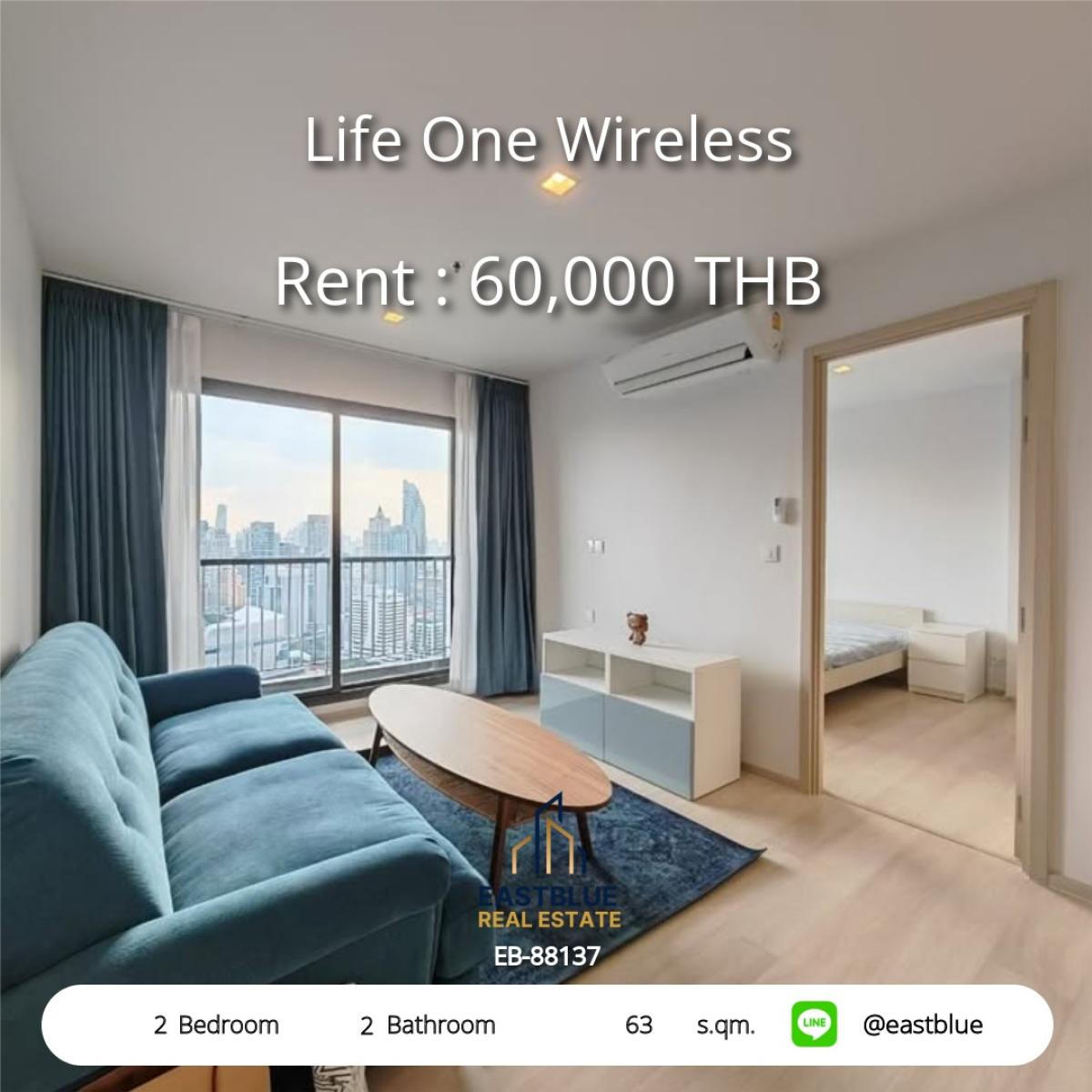 ให้เช่าคอนโดวิทยุ ชิดลม หลังสวน : ให้เช่าคอนโด Life One Wireless 2 ห้องนอน ใจกลางเพลินจิต 
ใกล้ BTS, ห้างดัง เริ่มต้น 60,000 บ./ด.!