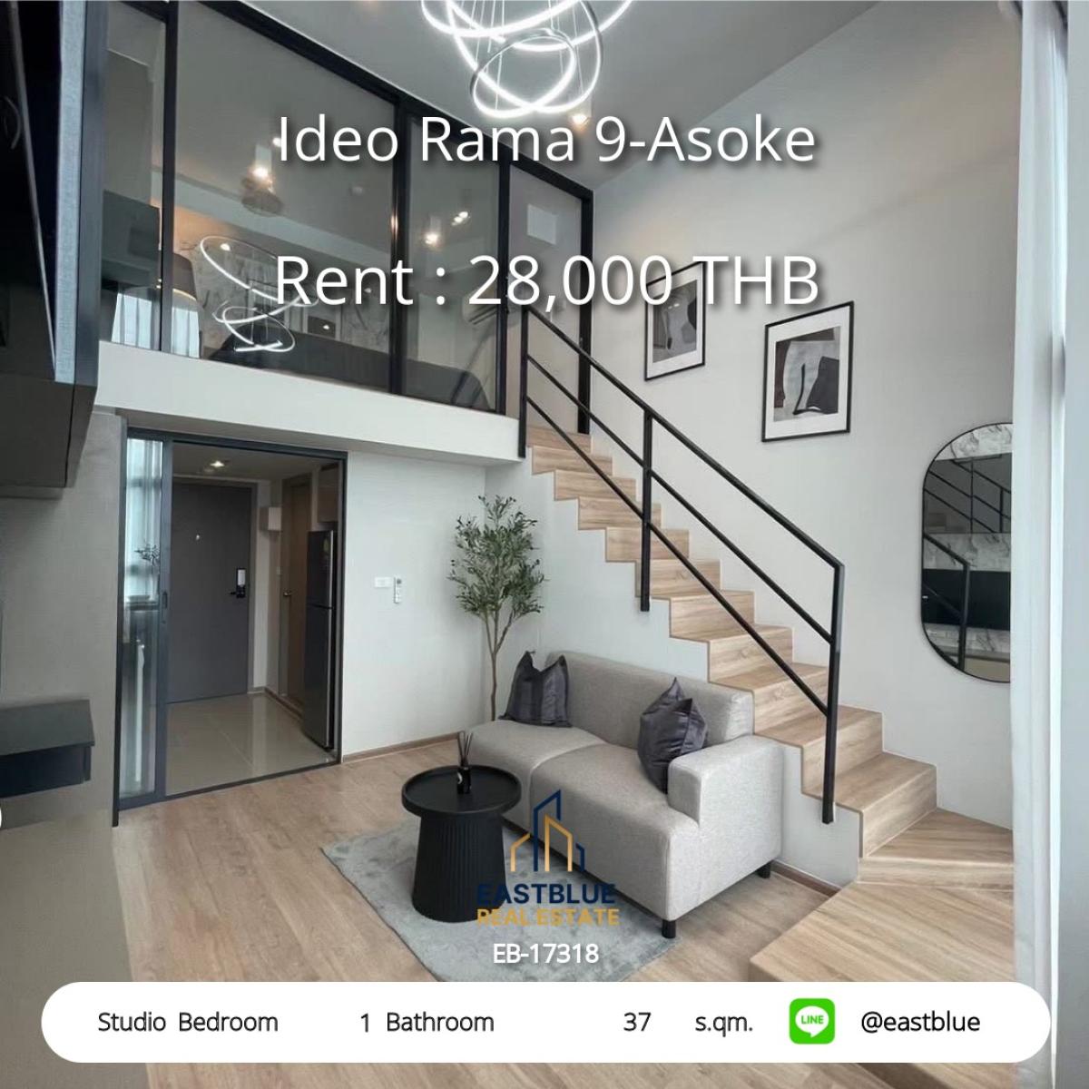 ให้เช่าคอนโดบางแค เพชรเกษม : เช่าคอนโด Ideo Rama 9-Asoke 28,000 บาท/เดือน 
สตูดิโอ 37 ตร.ม. ใกล้ BTS/MRT พระราม 9 สะดวกทุกการเดินทาง!