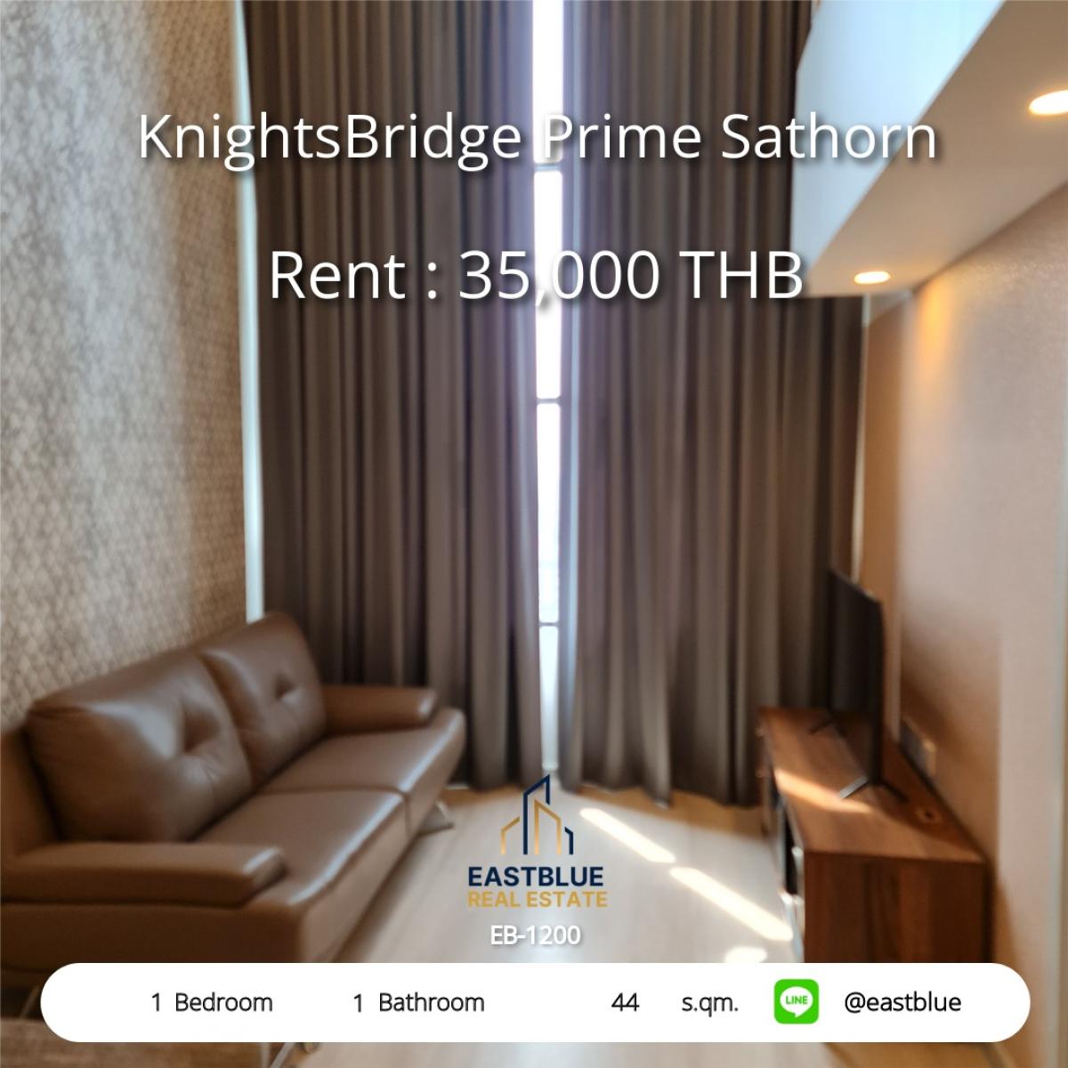 ให้เช่าคอนโดสาทร นราธิวาส : คอนโดหรู KnightsBridge Prime Sathorn 
1 นอน ใกล้ BTS Chong Nonsi 35,000 บาท/ด.