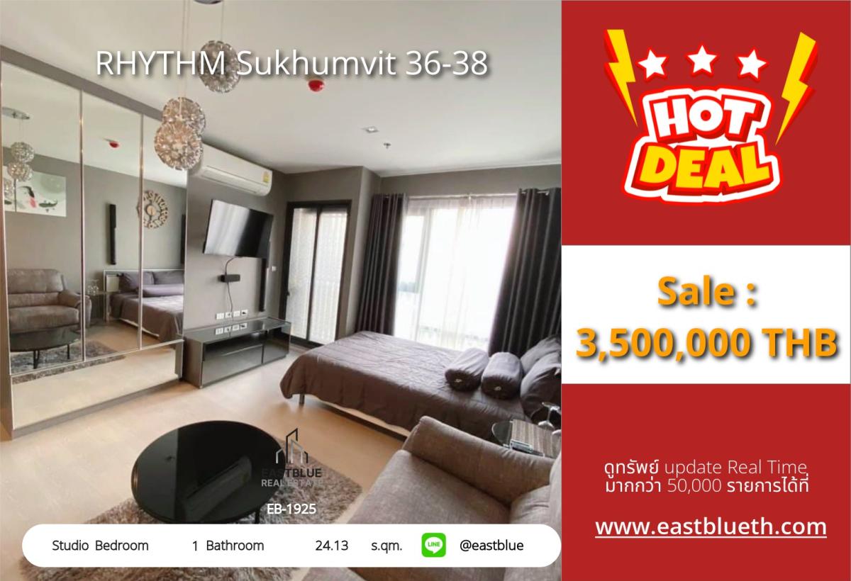 For SaleCondoSukhumvit, Asoke, Thonglor : 12/02/2026, Luxury condo RHYTHM Sukhumvit 36-38 near Thonglor BTS
Studio 24.13 sq.m. for only 3.5 million, complete with all amenities!