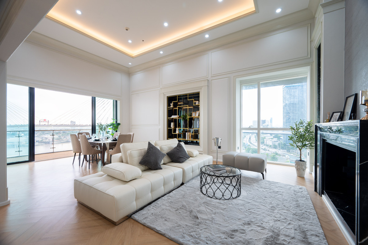 For SaleCondoRama3 (Riverside),Satupadit : ✨Luxury condo for sale in Luxury Modern style on the river at The Pano Rama3, large corner room. Beautiful panoramic view of the river curve.