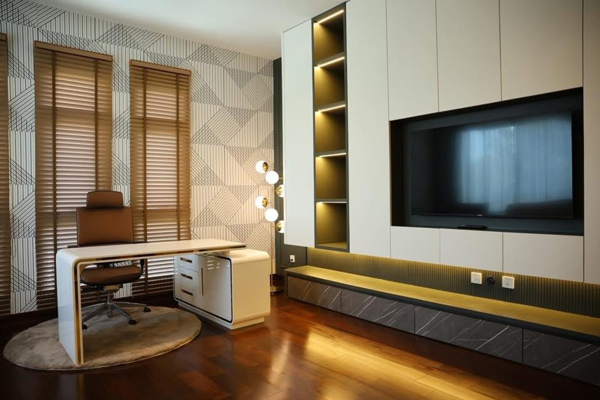 HouseLadkrabang, Suwannaphum Airport : Super Luxury house | Ready to move in immediately, Perfect Masterpiece Krungthep Kreetha, area 202 sq m | usable area 700 sq m • House facing south, corner plot, beautiful plot, 5 bedrooms | 6 bathrooms • Living room | Dining room • Thai kitchen + Western