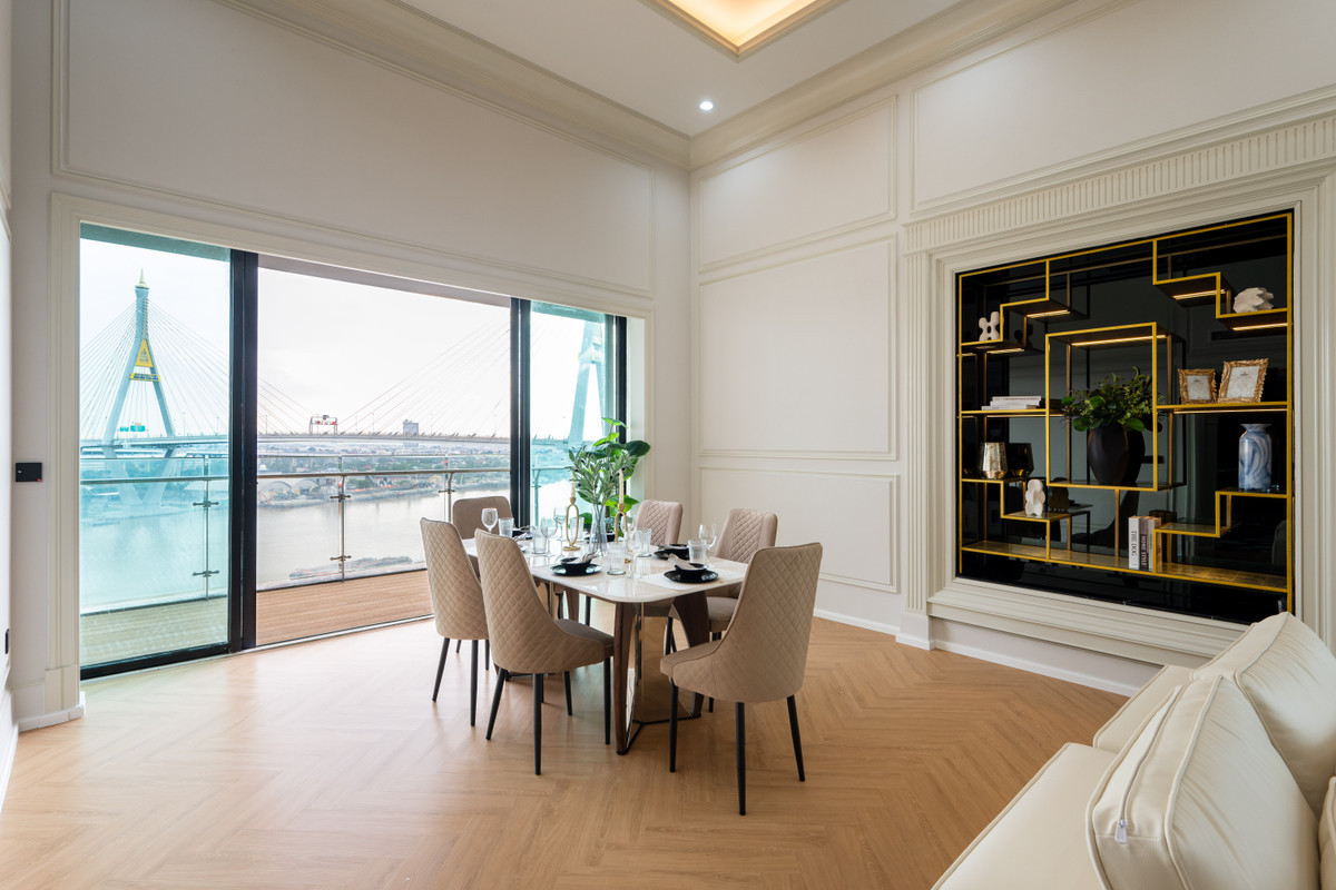 For SaleCondoRama3 (Riverside),Satupadit : ✨Luxury condo for sale in Luxury Modern style on the river at The Pano Rama3, large corner room. Beautiful panoramic view of the river curve.