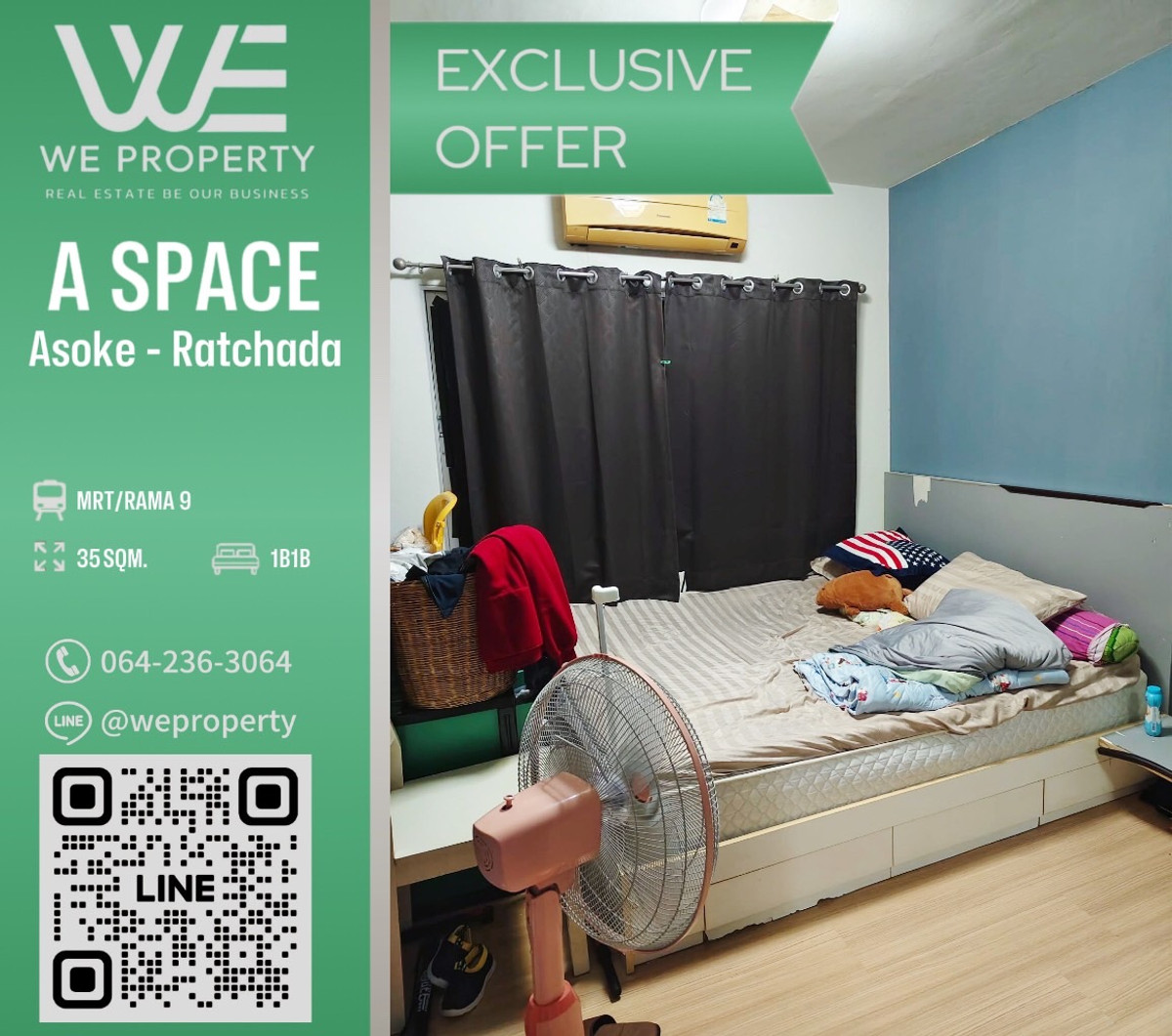 For SaleCondoRama9, Petchburi, RCA : 1Bed fully furnished Best price!!⭐A Space Asoke - Ratchada (A Space Asoke - Ratchada)