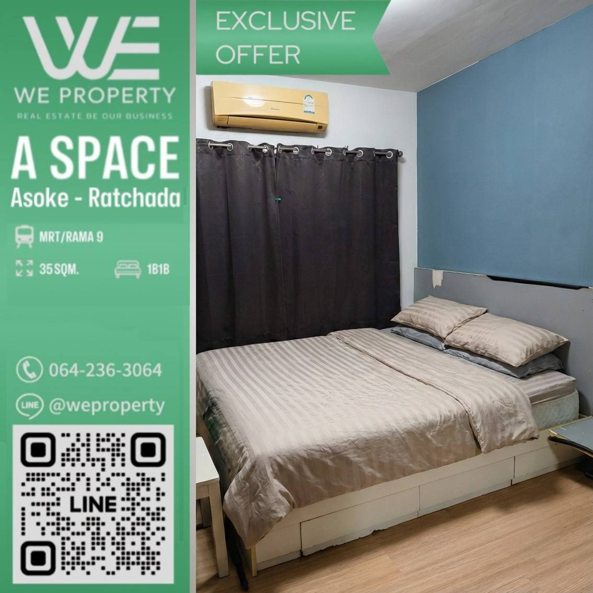 ขายคอนโดพระราม 9 เพชรบุรีตัดใหม่ RCA : 1Bedเฟอร์ฯครบ ราคาดีที่สุด!!⭐A Space Asoke - Ratchada (เอ สเปซ อโศก - รัชดา)