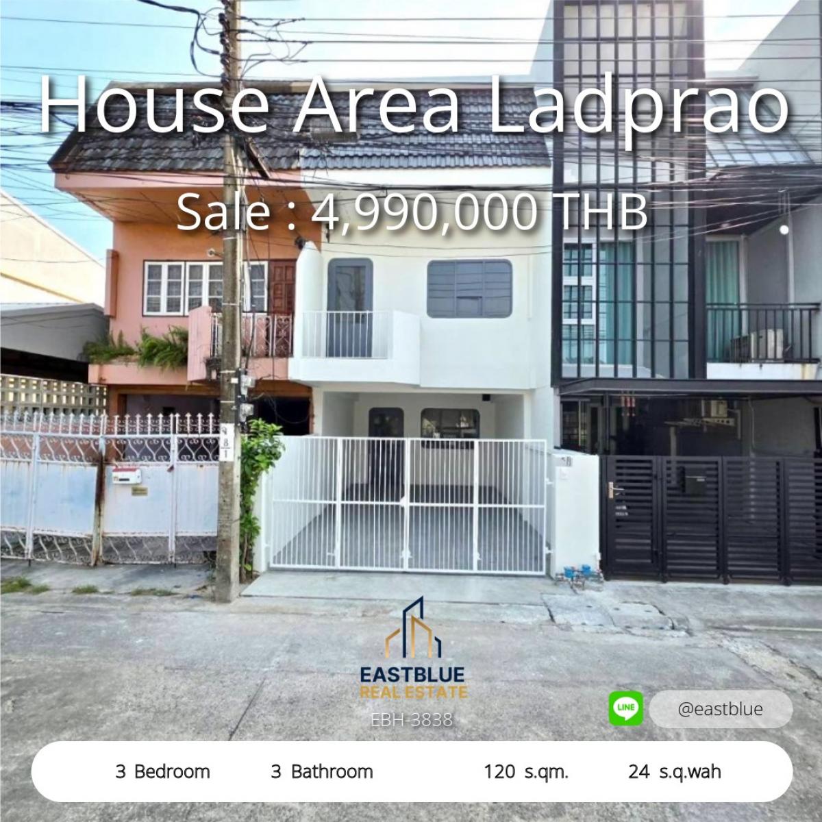 ขายทาวน์โฮมลาดพร้าว เซ็นทรัลลาดพร้าว : 12/02/2026, บ้านใหม่ลาดพร้าว 3 นอน 3 น้ำ พร้อมเฟอร์ครบ 
หัวใจกลางเมือง เดินทางสะดวก ใกล้ BTS เริ่ม 4.99 ล้าน