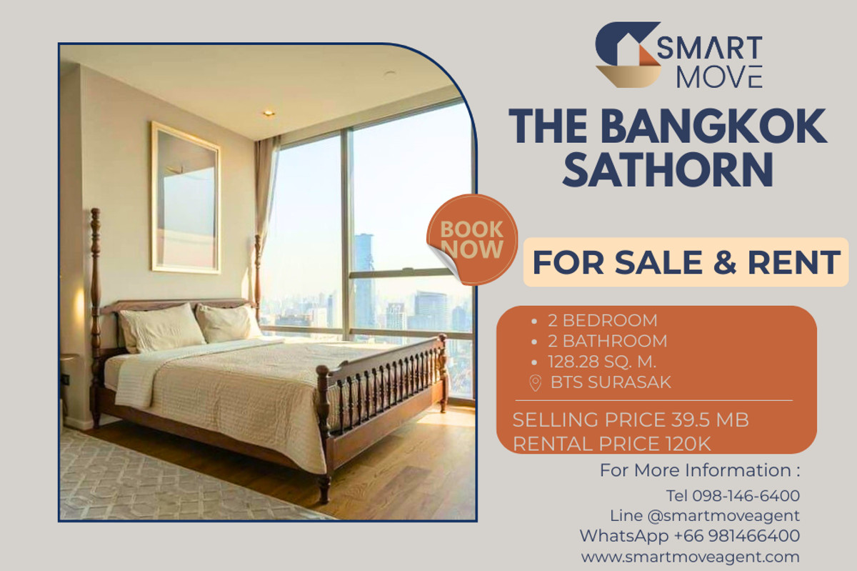 CondoSathorn, Narathiwat : 🔥 For Sale - Rent !! Panoramic View, city view, East Facing, high floor 47++, modern style!! 🔥 Code C20250200002..........The Bangkok Sathorn, 2 bedroom, 2 bathroom, furnished, ready to move in, Special Deal!!📣📣
