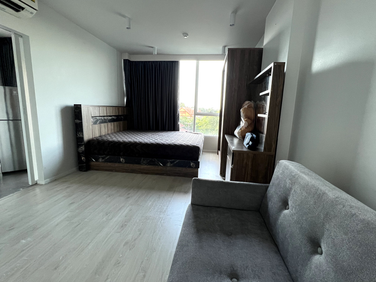 For RentCondoKaset Nawamin,Ladplakao : Condo for rent, U Kaset-Nawamin, Building A, 4th floor, studio type, size 26.5 sq m., ready to move in 10 Jan. 2026 (no washing machine), balcony facing northeast.