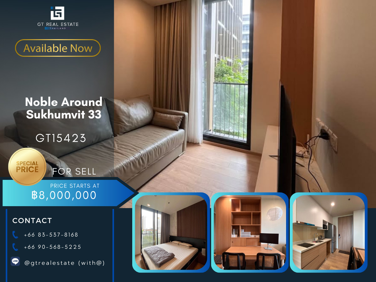 For SaleCondoSukhumvit, Asoke, Thonglor : Condo Noble Around Sukhumvit 33, convenient travel, close to BTS, has a shuttle, beautiful room, fully furnished, ready to sell!!