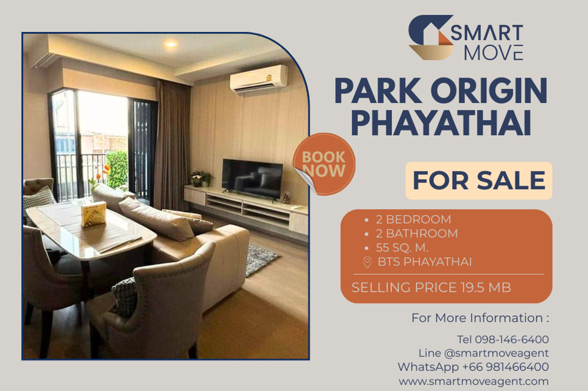 For SaleCondoRatchathewi,Phayathai : 🔥 Sale with tenant !! rare item, good location,  modern style, great facility !! 🔥 Code C20230700140..........Park Origin Phayathai, 2 bedroom, 2 bathroom, furnished, Special Deal!!📣📣