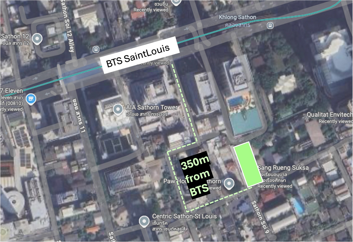 For SaleLandSathorn, Narathiwat : Land for sale📍Sathorn Soi 9, just 350m. from BTS Saint Louis.