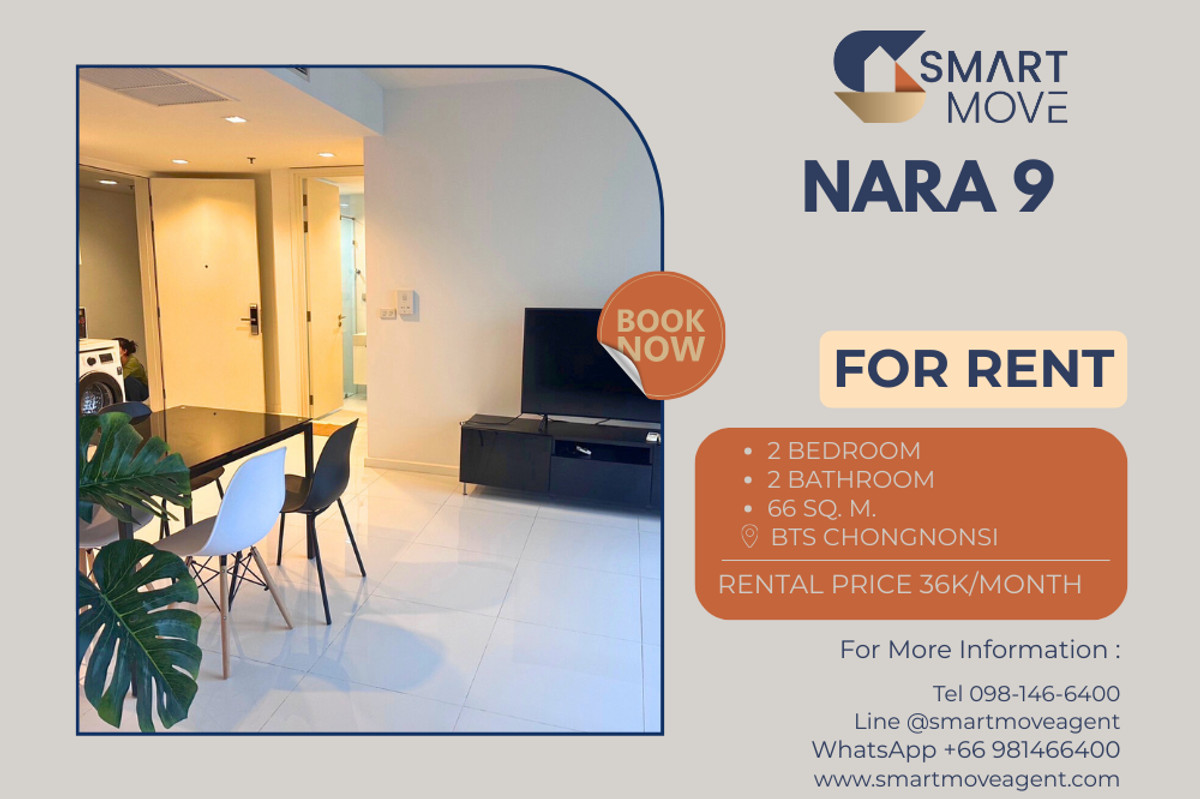 For RentCondoSathorn, Narathiwat : 🔥 For Rent !! high floor 23++, Good location !! 🔥 Code C20221200863.........Nara 9, 2 bedroom, 2 bathroom, furnished, ready to move in📣📣