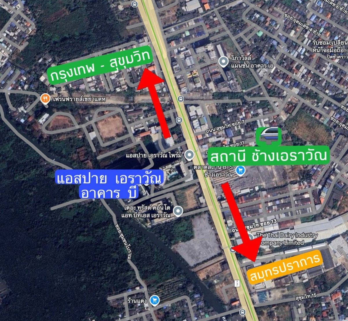 ขายคอนโดสมุทรปราการ สำโรง : แอสปาย เอราวัณ ชั้น 24 แปลงห้องมุม