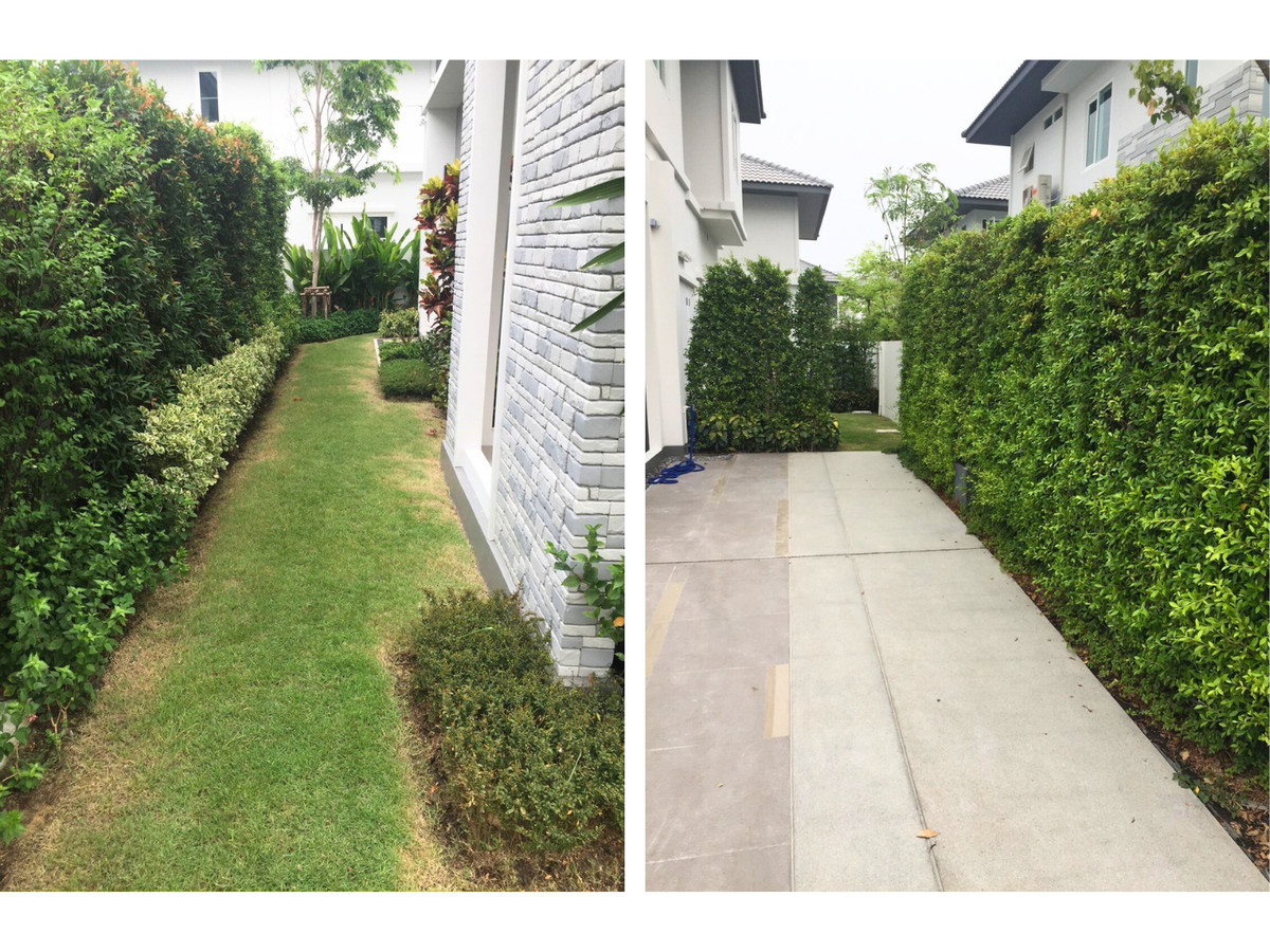 For SaleHouseLadkrabang, Suwannaphum Airport : For Rent: Detached house, Mantana Onnut-Wongwaen 5, with solar cell and Air Plus system. Near Mega Bangna. 82.4 sq.w., 4 bedrooms, 5 bathrooms, separate maid's room, 5 minutes to the motorway