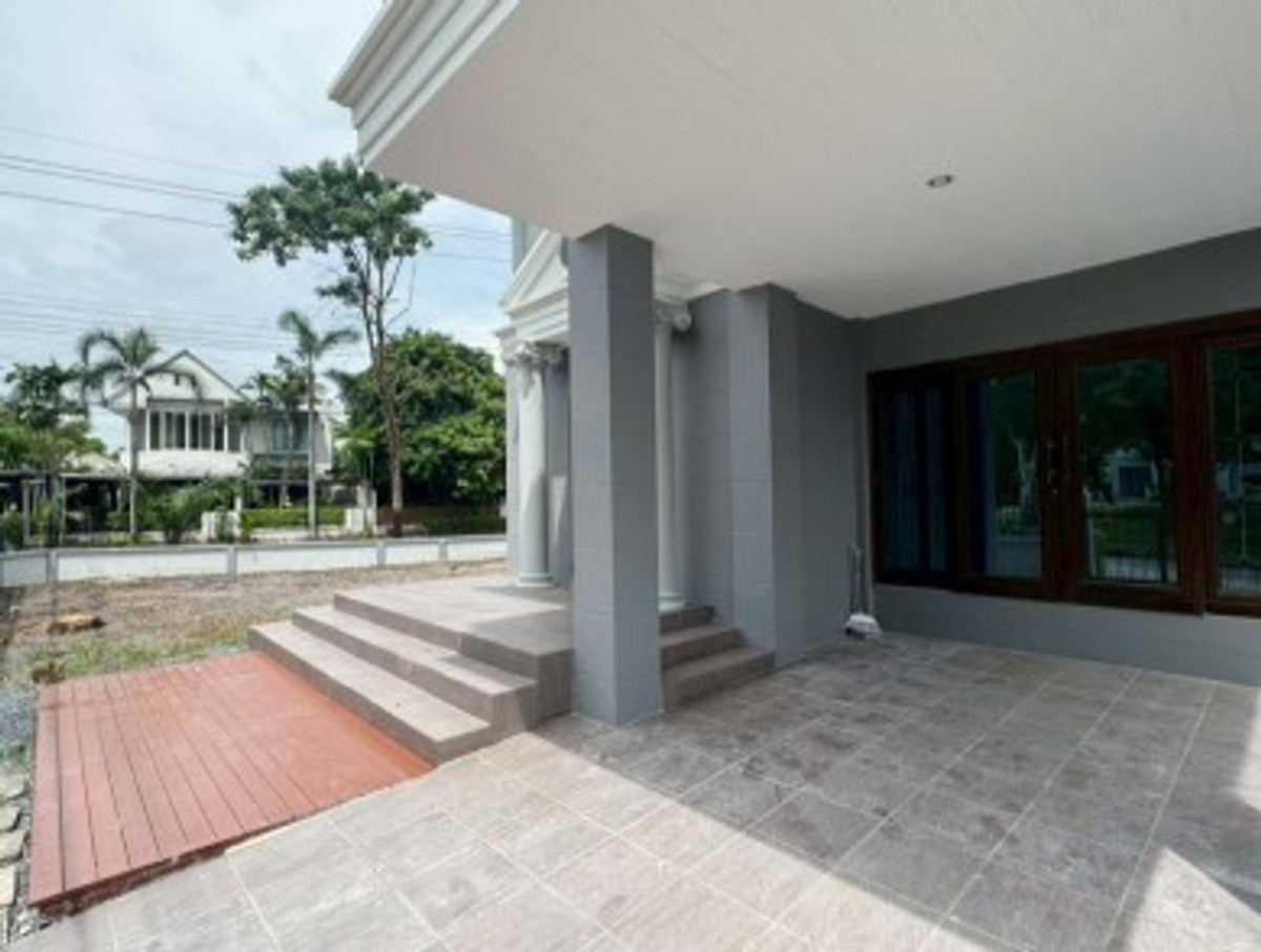 For SaleHouseNawamin, Ramindra : 2-story detached house for sale, Panya Lake Home Village, size 91 sq m., corner house, Main Road, Minburi, Nimitmai Road 28, opposite the park.