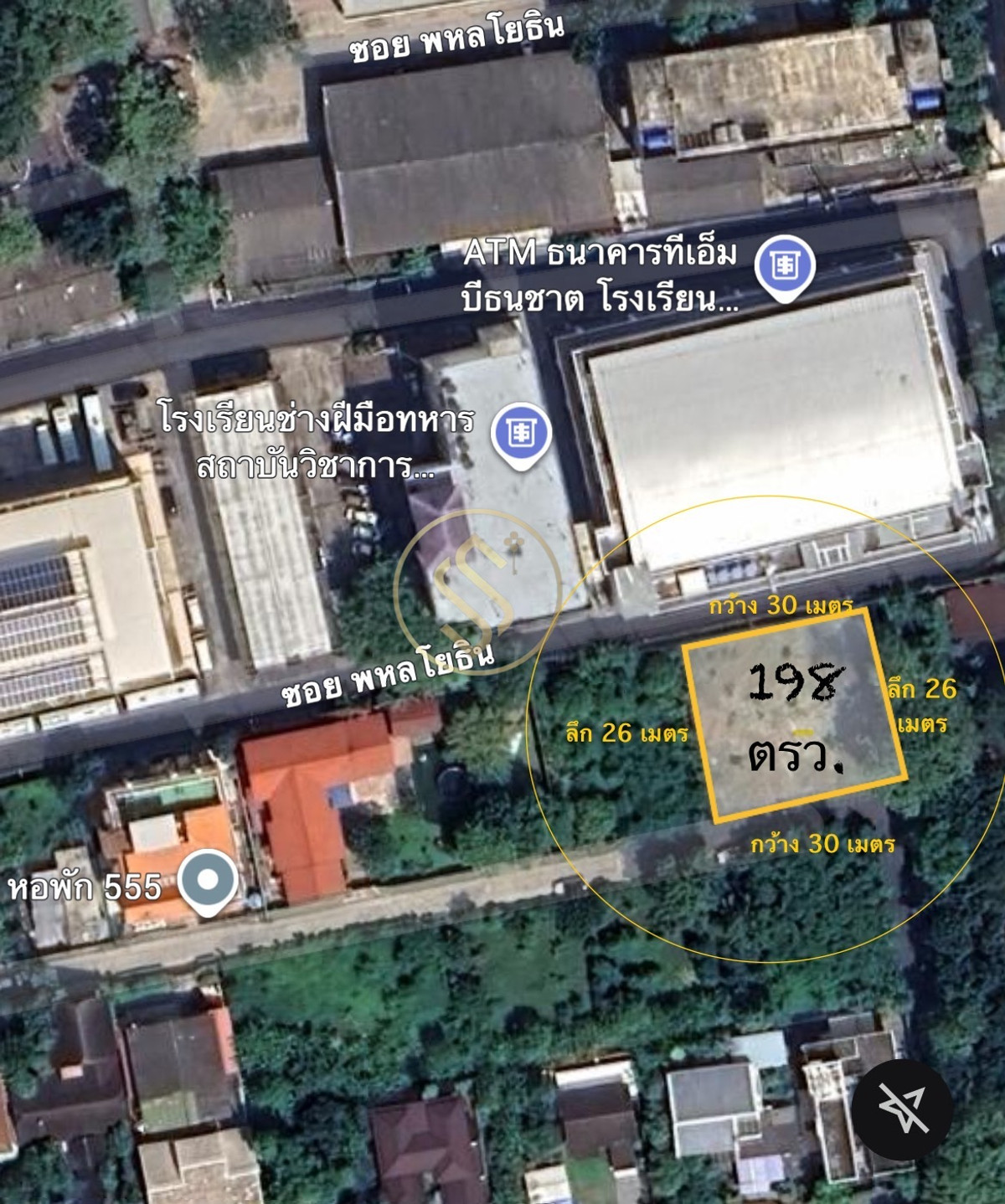 ให้เช่าที่ดินสะพานควาย จตุจักร : ให้เช่าที่ดินในซอยอาลาดิน พหลโยธิน30 ใกล้ บีทีเอสรัชโยธิน 198 ตารางวา 35,000 บาท