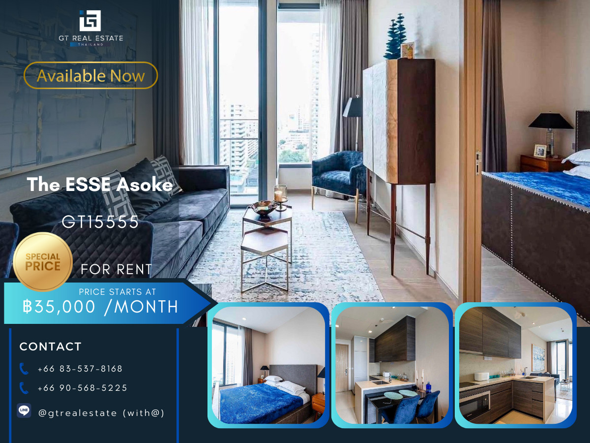 ให้เช่าคอนโดสุขุมวิท อโศก ทองหล่อ : คอนโด The ESSE Asoke เดินทางสะดวก กล้รถไฟฟ้าบีทีเอส มีรถรับส่ง ห้องสวย เฟอร์นิเจอร์ครบ พร้อมอยู่!!