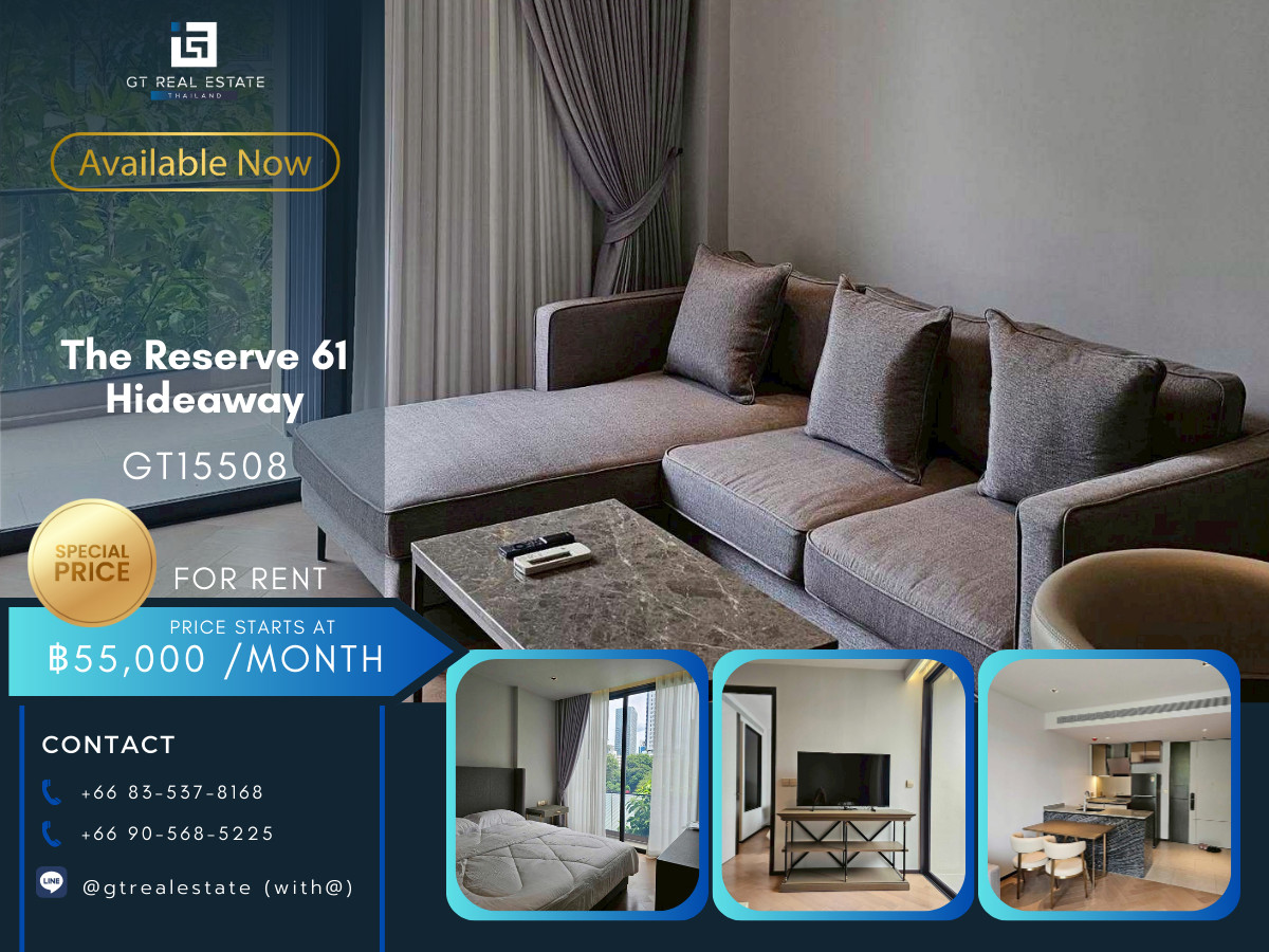 For RentCondoSukhumvit, Asoke, Thonglor : Condo The Reserve 61 Hideaway, convenient travel, close to BTS, there is a shuttle, beautifully decorated room, fully furnished, ready to move in.