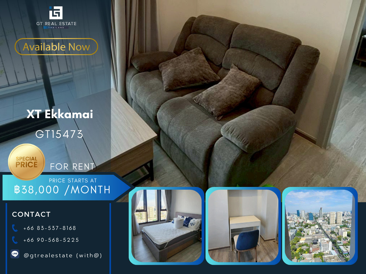 For RentCondoSukhumvit, Asoke, Thonglor : Condo XT Ekkamai, convenient travel, near BTS, there is a shuttle, beautiful room, fully furnished, ready to move in!!