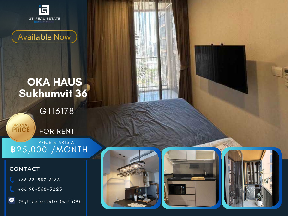 For RentCondoSukhumvit, Asoke, Thonglor : 💎 GT16178 | Condo Oka Haus Sukhumvit 36, convenient travel, has a shuttle, beautiful room, fully furnished, ready to move in!!