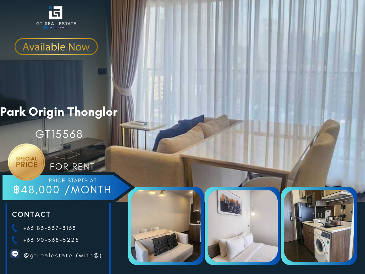For RentCondoSukhumvit, Asoke, Thonglor : Park Origin Thonglor Condo, convenient travel, close to BTS, there is a shuttle, beautiful room, fully furnished, ready to move in!