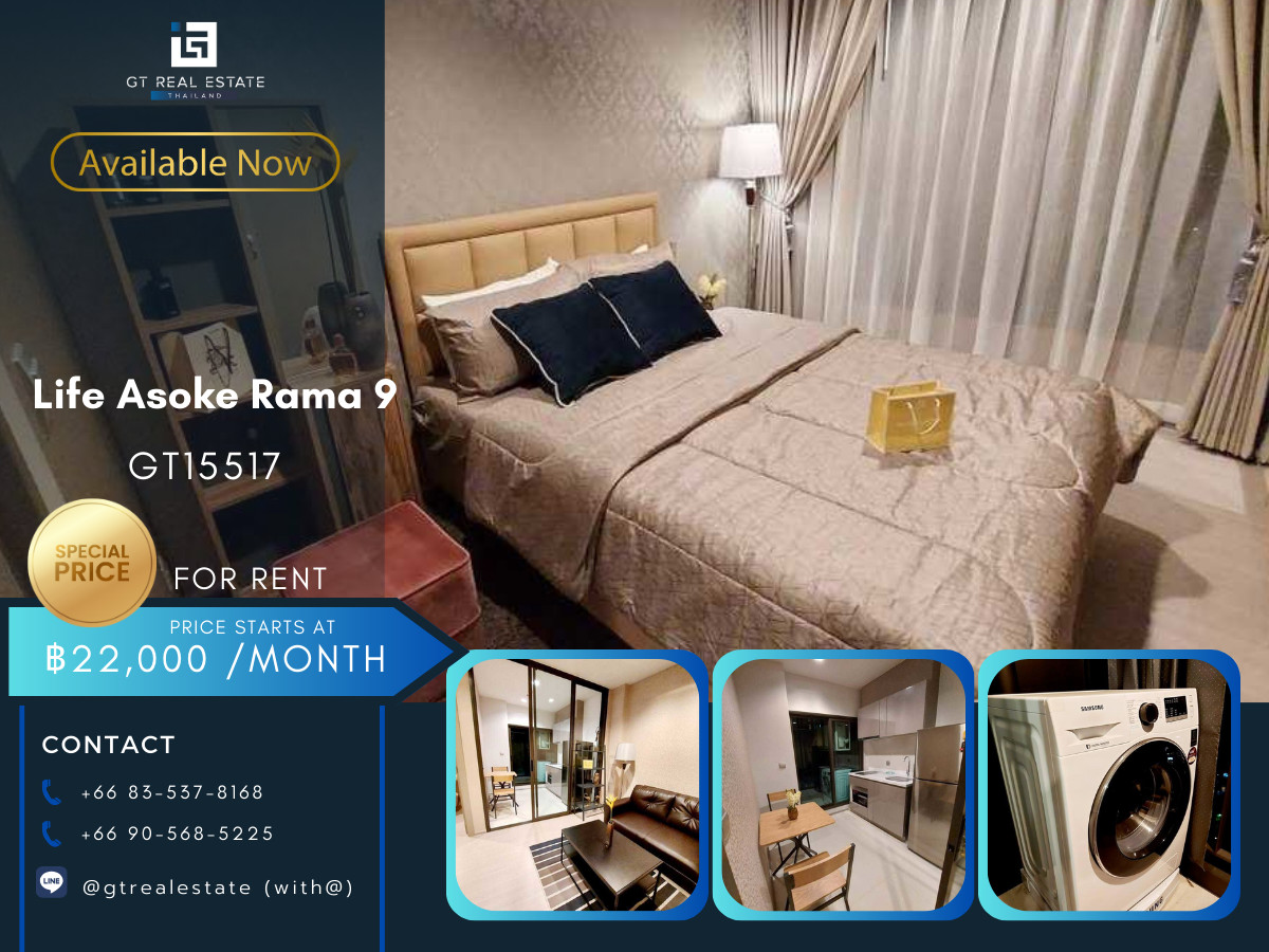 For RentCondoRama9, Petchburi, RCA : Condo Life Asoke Rama 9, convenient travel, near MRT, there is a shuttle, beautiful room, fully furnished, ready to move in!!