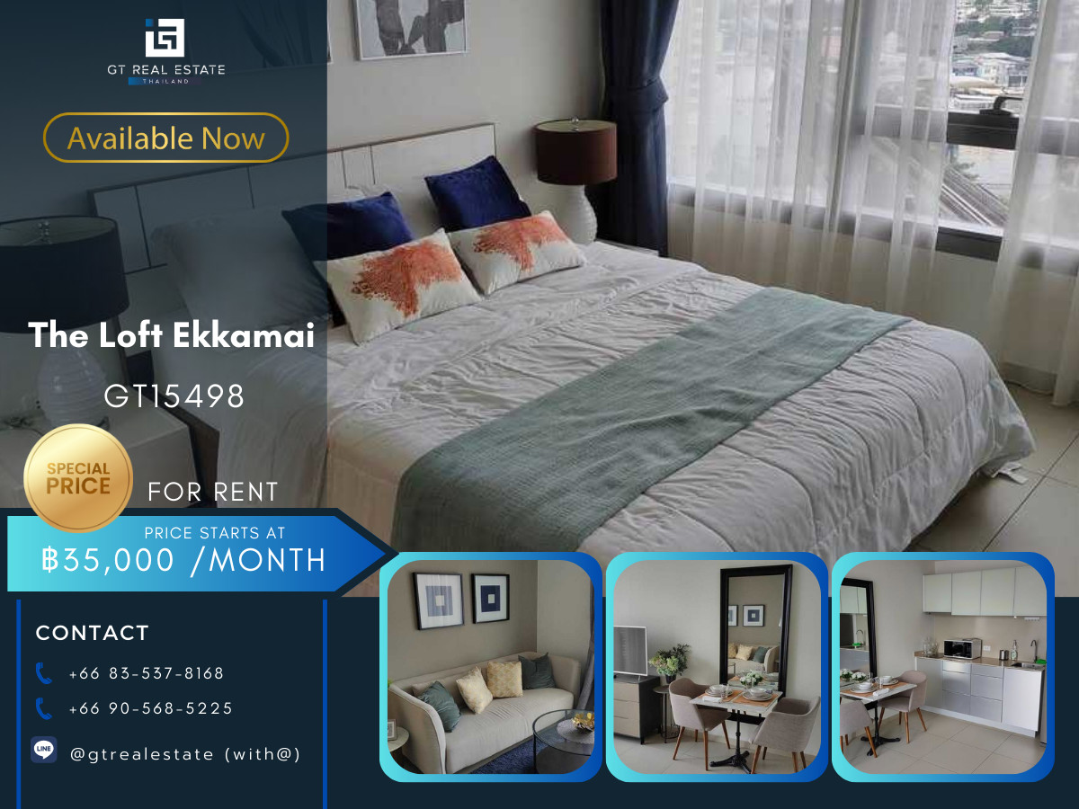 CondoSukhumvit, Asoke, Thonglor : Condo The Loft Ekkamai, convenient travel, near BTS, there is a shuttle, beautiful room, fully furnished, ready to move in!!