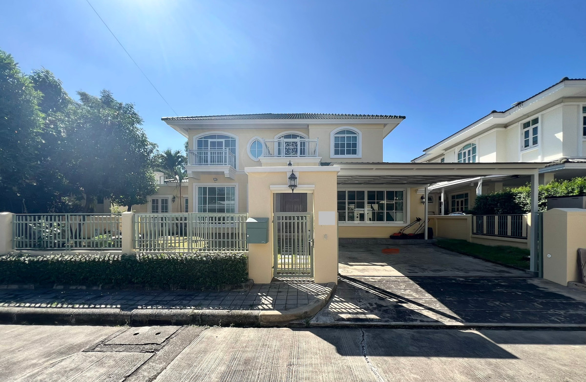 For RentHouseLadkrabang, Suwannaphum Airport : 🧡 Single house for rent, Golden Nakara, On Nut Motorway, Krungthep Kreetha, with garden, 4 bedrooms.