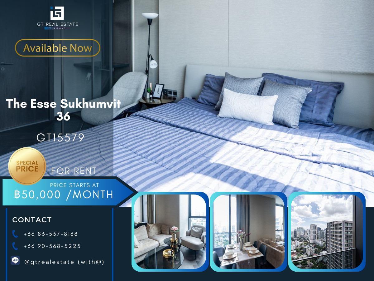 For RentCondoSukhumvit, Asoke, Thonglor : Condo The Esse Sukhumvit 36, convenient travel, near BTS, there is a shuttle, beautiful room, fully furnished, ready to move in!!
