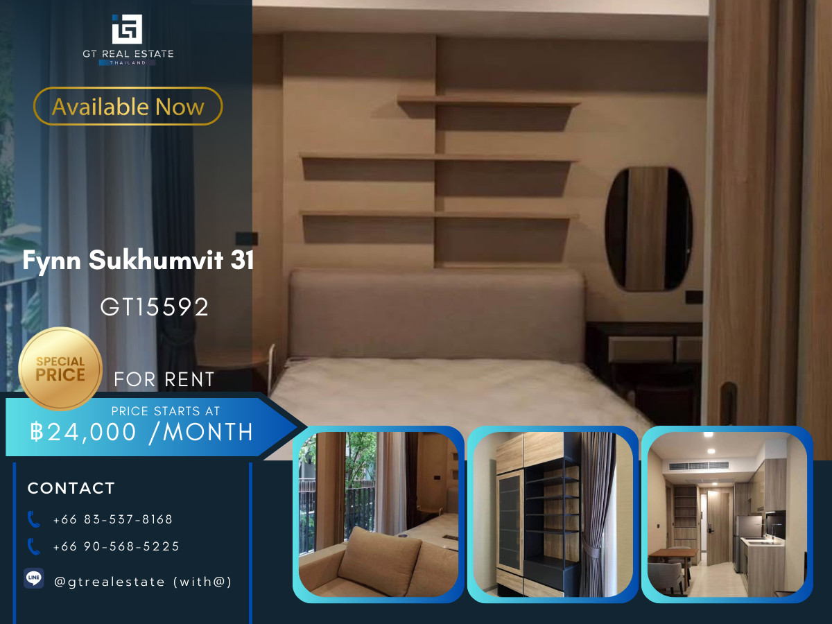 For RentCondoSukhumvit, Asoke, Thonglor : Condo Fynn Sukhumvit 31, convenient travel, has a shuttle, fully furnished, ready to move in!