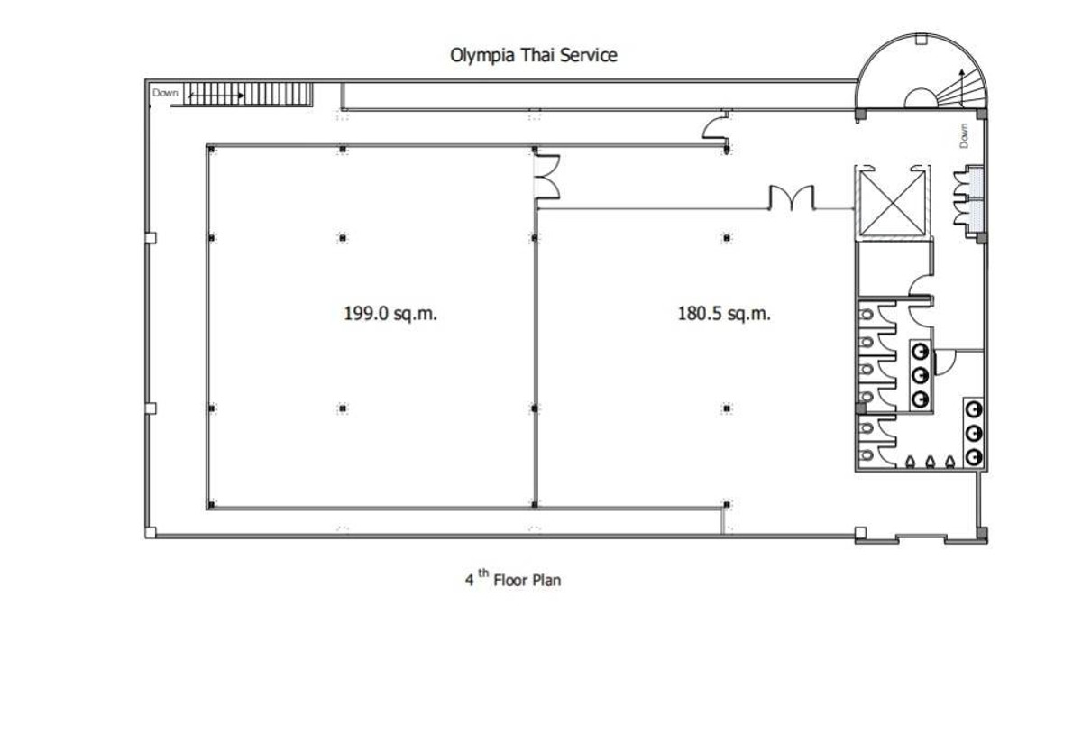 For RentOfficeRatchadapisek, Huaikwang, Suttisan : F&B Shop space for rent,  office space for rent  Olympia Thai Service, near MRT Ratchadaphisek, 1st floor, size 26.5 sq m, rent 13,250 Baht/month.