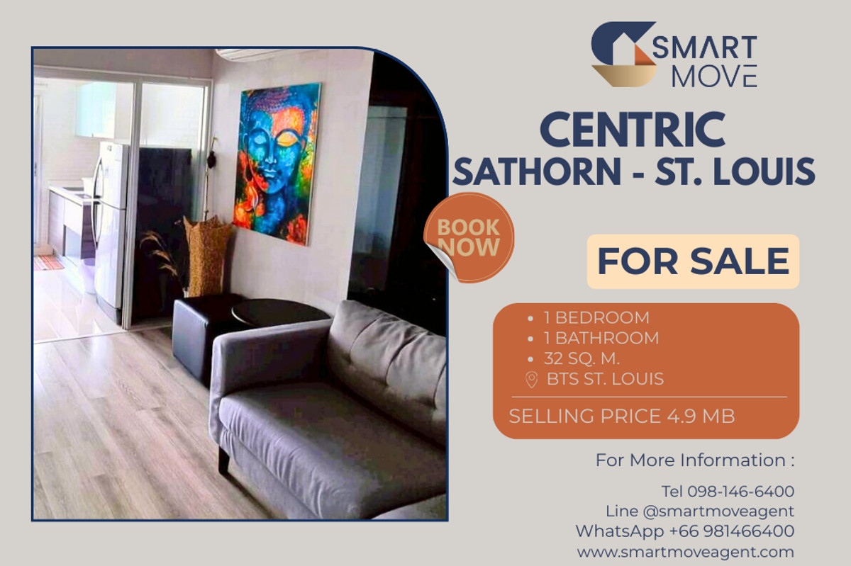 ขายคอนโดสาทร นราธิวาส : 🔥 สำหรับขาย !! วิวเมือง, ชั้นสูง, ทำเลดี!! 🔥 Code C20251200073..........Centric Sathorn - St. Louis, 1 ห้องนอน, 1 ห้องน้ำ, แต่งครบ, ราคาพิเศษ!!📣📣