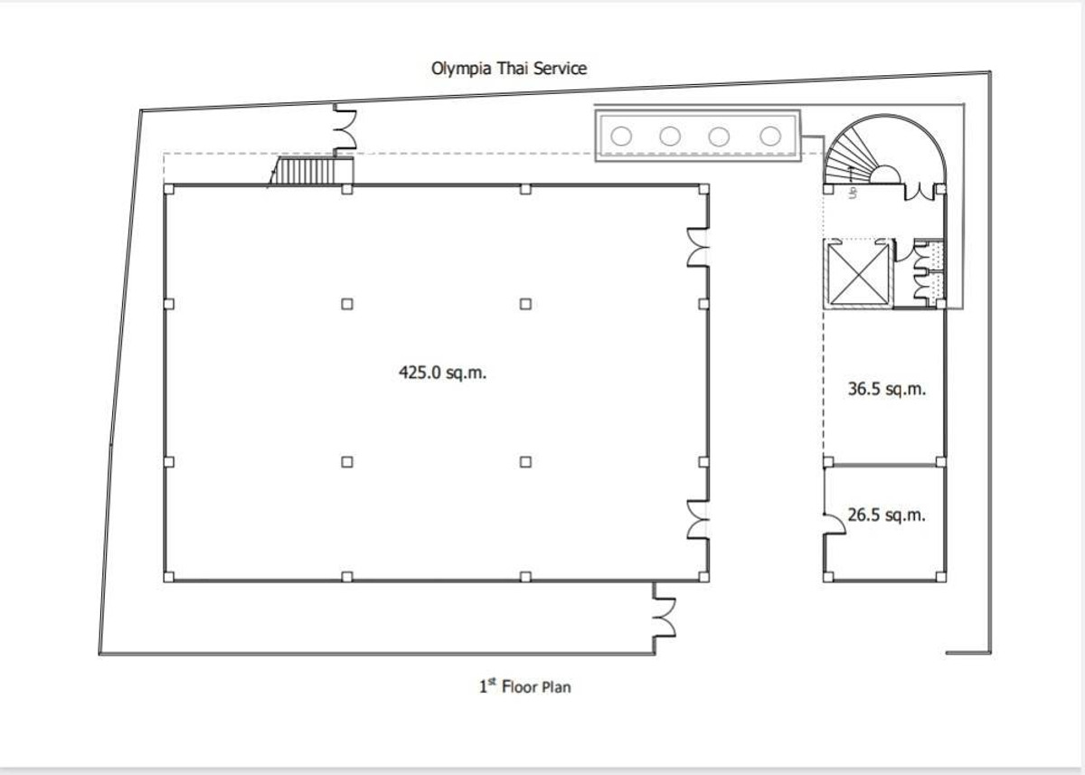 For RentOfficeRatchadapisek, Huaikwang, Suttisan : F&B Shop space for rent,  office space for rent  Olympia Thai Service, near MRT Ratchadaphisek, 1st floor, size 26.5 sq m, rent 13,250 Baht/month.